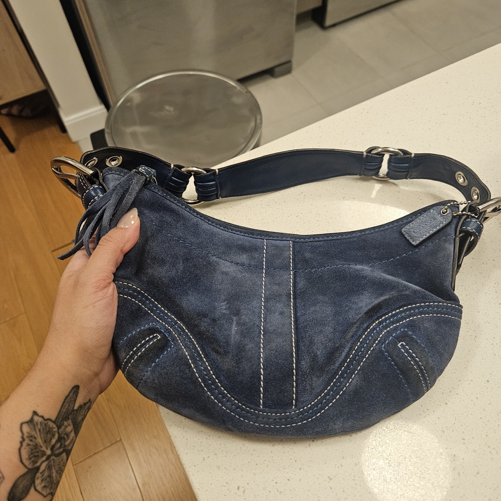 Vintage Coach Blue Suede Women's Bag